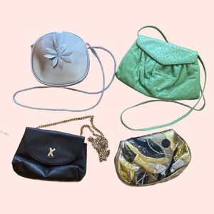 Bundle Set 4 Vintage Leather Bags cleo Bottier Albanese Picasso Italian Designer